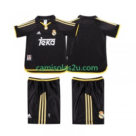 Camisolas de futebol Real Madrid 1999 2001 Retro Criança Equipamento Alternativa Manga Curta